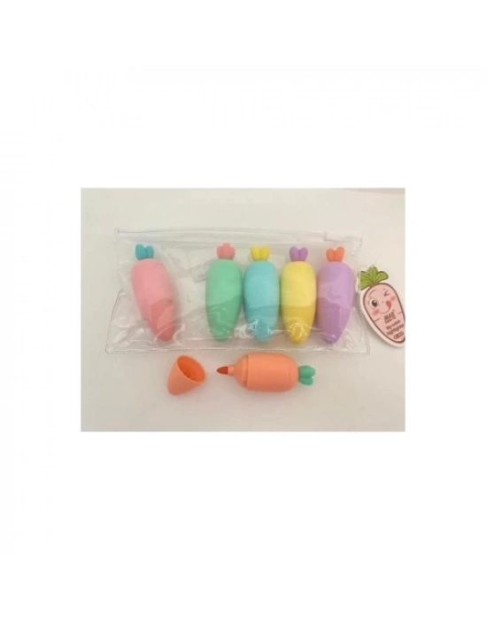 Havuç Tasarımlı Fosforlu Kalem Seti