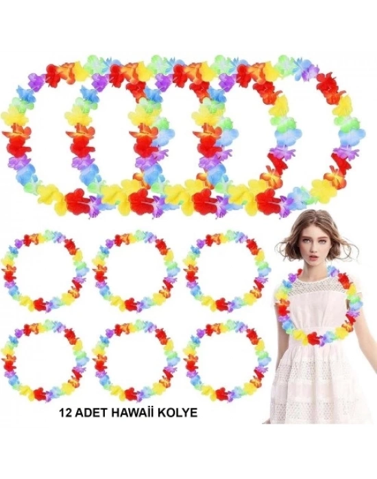Hawaii Çiçekli Boyun Kolyesi 12 Adet