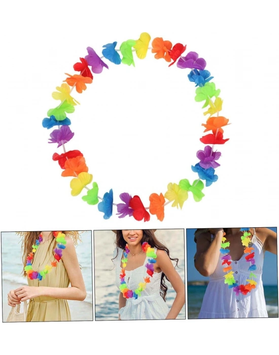Hawaii Çiçekli Boyun Kolyesi - Renkli Tropikal Parti Leisi
