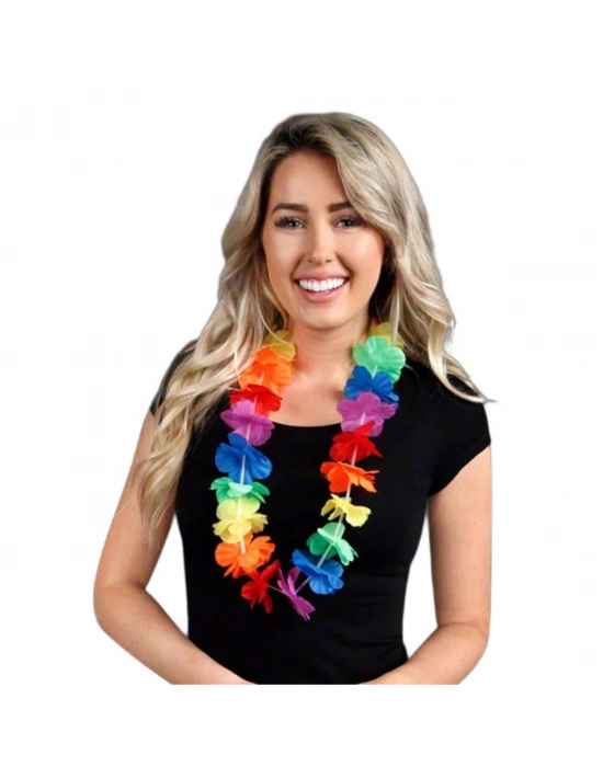 Hawaii Çiçekli Boyun Kolyesi - Renkli Tropikal Parti Leisi
