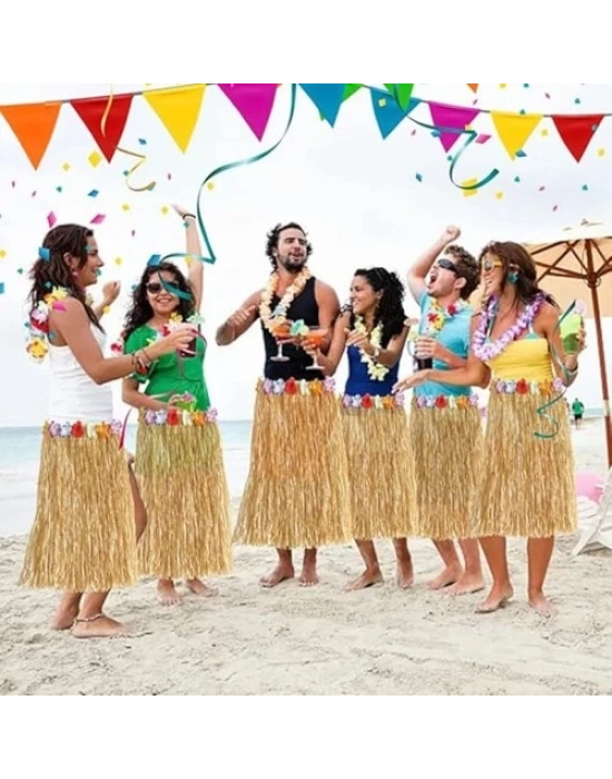 Hawaii Tarzı Hula Eteği – 60 cm Hasır Natural Etek