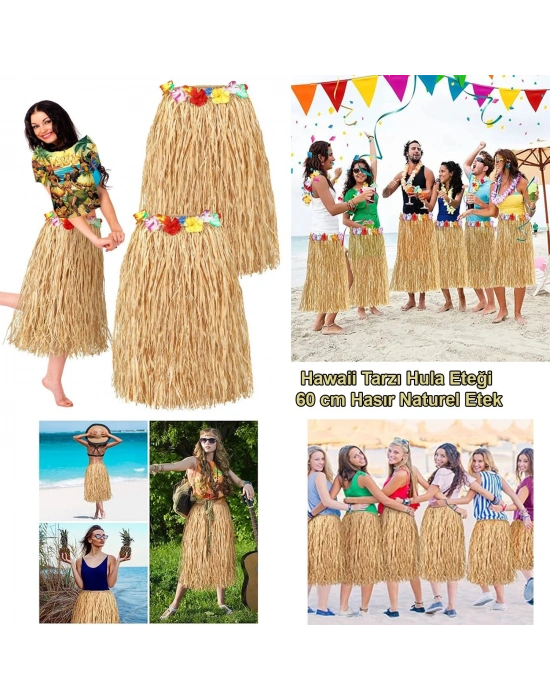 Hawaii Tarzı Hula Eteği – 60 Cm Hasır Naturel Etek