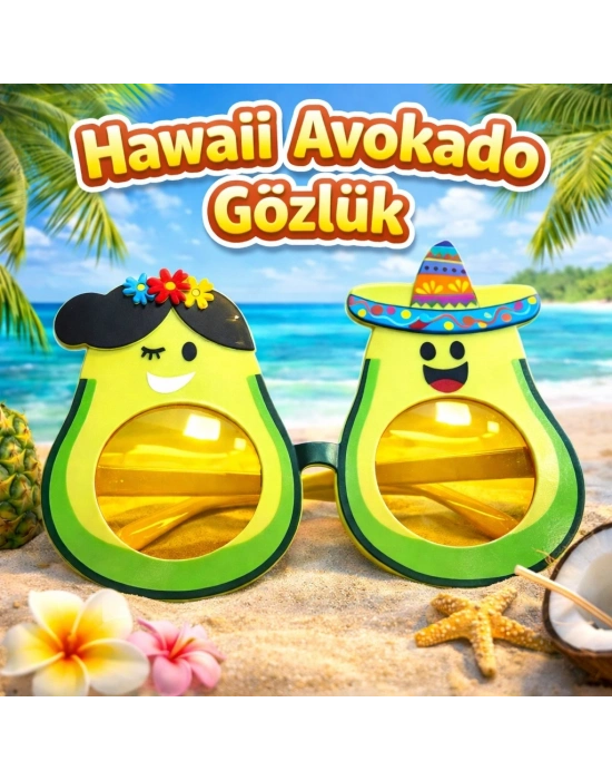 Hawaii Temalı Avokado Gözlük – Kostüm & Parti Gözlüğü