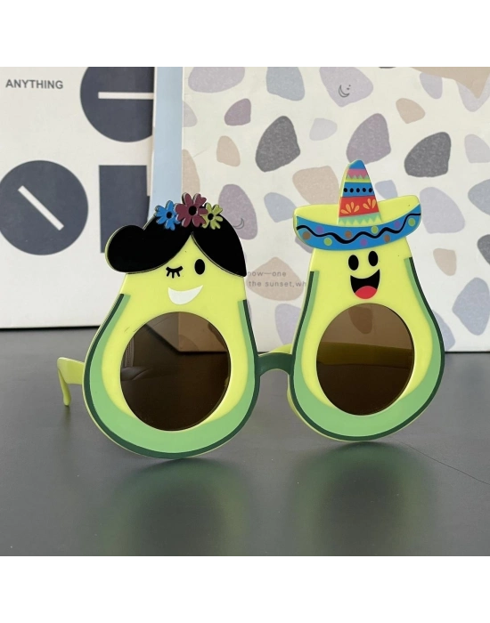 Hawaii Temalı Avokado Gözlük – Kostüm & Parti Gözlüğü