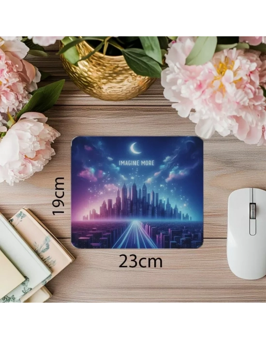 Hayal Gücü Temalı Neon Gökyüzü Mouse Pad - 19x23 cm 2 mm Dikdörtgen İthal Baskılı Mouse Pad