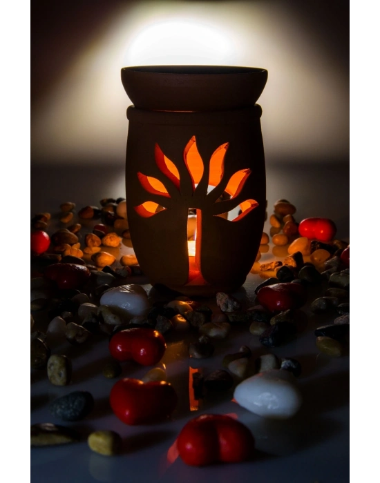 Hayat Ağacı El Yapımı Çömlek Buhurdanlık Tütsülük