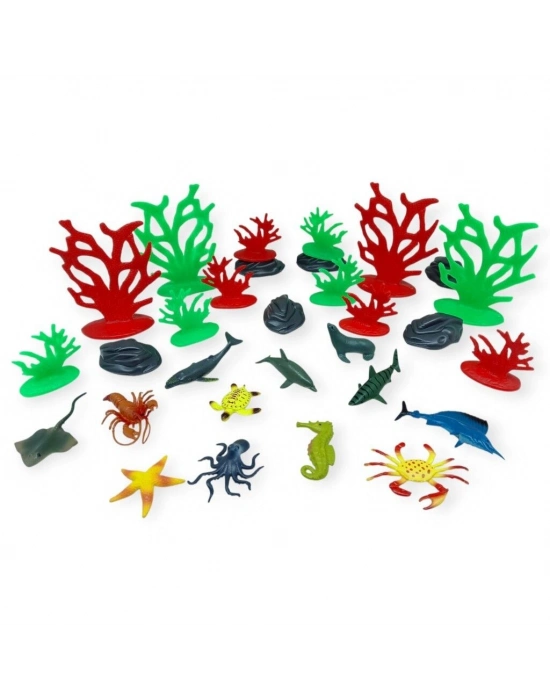 Hayvan Figürleri - Aksesuarlı Deniz Hayvanları  - 30 Parça Set
