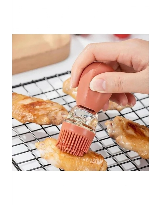 Hazneli Silikon Yağ Sos Ve Yumurta Fırçası Yağ Fırçası Yağlık Silikon Fırçalı Yağdanlık Royaleks-İND687