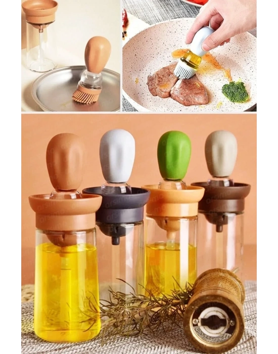 Hazneli Silikon Yağ Sos Ve Yumurta Fırçası Yağ Fırçası Yağlık Silikon Fırçalı Yağdanlık Royaleks-İND687