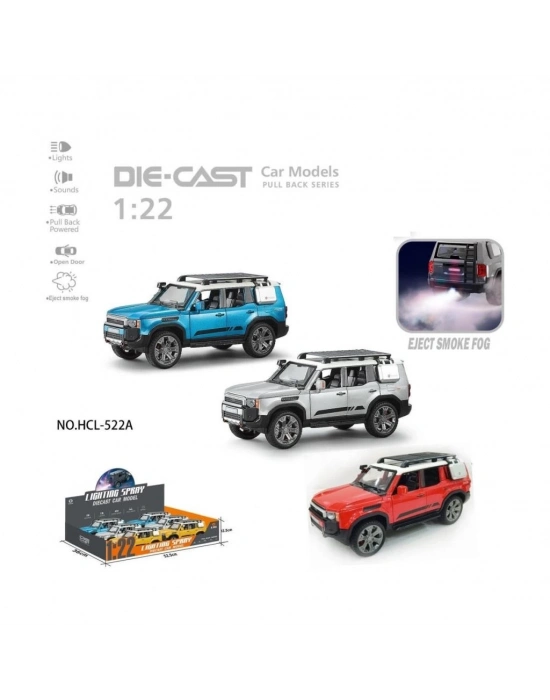 ®  HCL-522A Çek Bırak 1:22 Sesli Ve Işıklı Buharlı Off-Road Metal Jeep