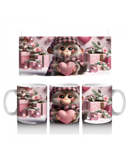 Hediye Kutuları Arasında Şapkalı Kirpi – Baskılı Kahve Kupası