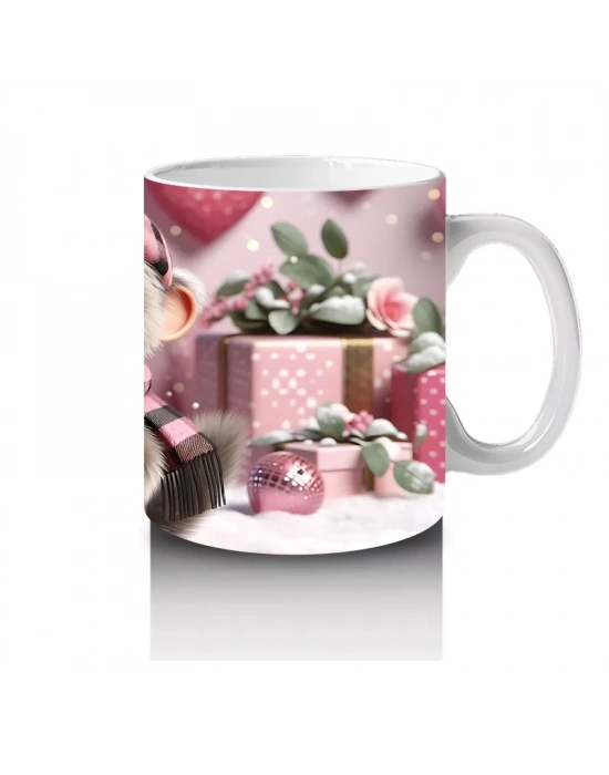 Hediye Kutuları Arasında Şapkalı Kirpi – Baskılı Kahve Kupası