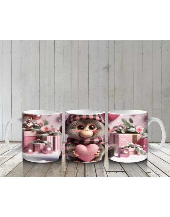 Hediye Kutuları Arasında Şapkalı Kirpi – Baskılı Kahve Kupası