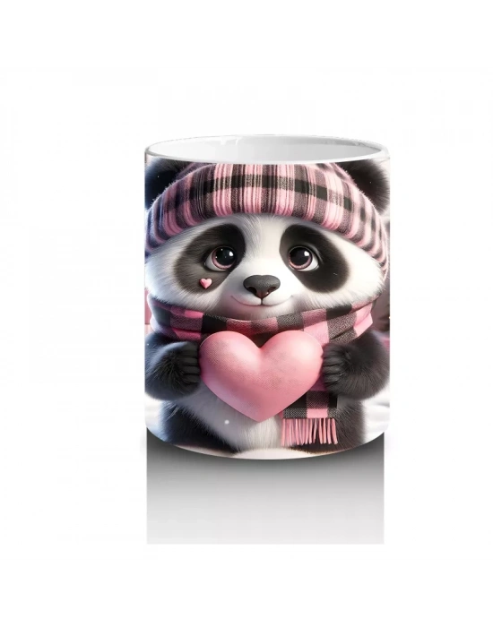 Hediye Kutuları Arasında Şapkalı Sevimli Panda – Baskılı Kahve Kupası
