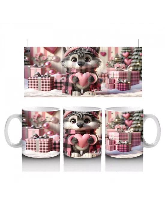 Hediye Kutuları Arasında Sevimli Kedi – Baskılı Kupa Bardak