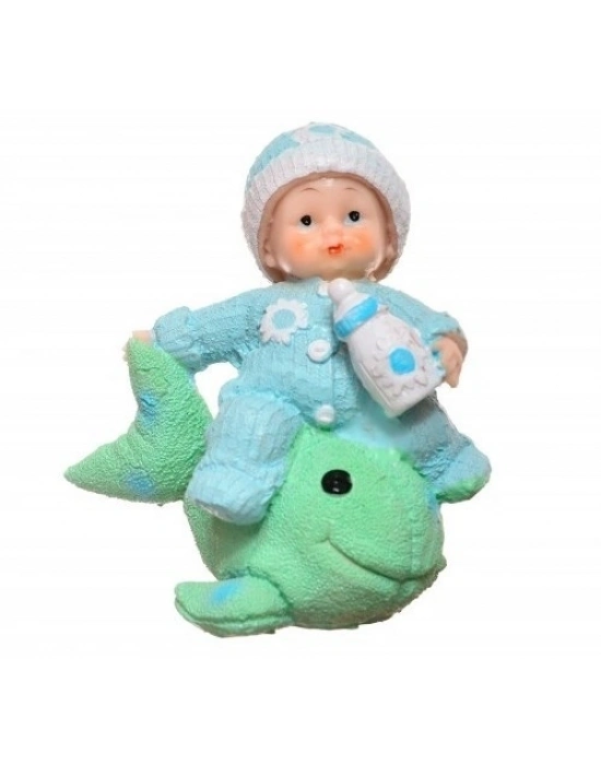 ®   Hediyelik Sevimli Mavi Bebek Biblo Polyester Süs Eşyası