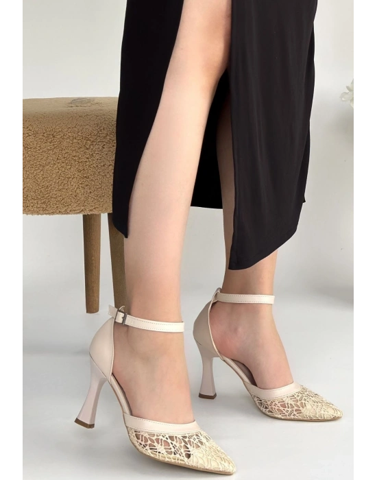 Hejja Bej Cilt Tül Detaylı Topuklu Ayakkabı