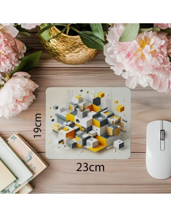 Heksagonal Formda Geometrik Mouse Pad - 19x23 cm 2 mm Dikdörtgen İthal Baskılı Mouse Pad