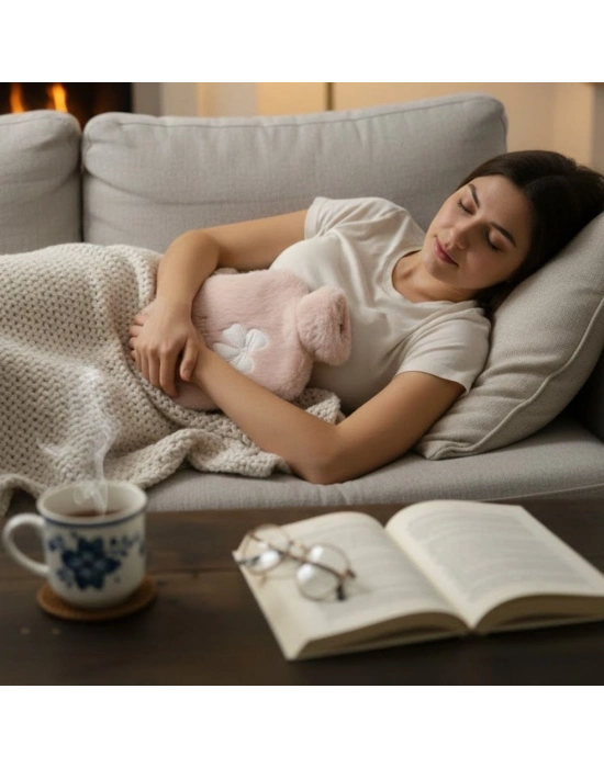 ® Hello Everyone Yazılı Kurdeleli Pembe Peluş Sıcak Su Torbası 1 Lt – Yumuşak Kılıf, Uzun Süre Sıcak Tutan Termal Su Torbası