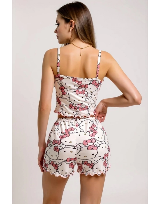 Hello Kitty Baskılı Askılı Şortlu Pijama Takımı