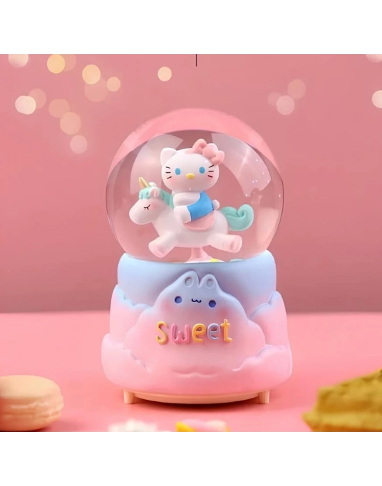 Hello Kitty İçi Dönmeli Püskürtmeli Işıklı Müzikli Kar Küresi Büyük Boy Model 2