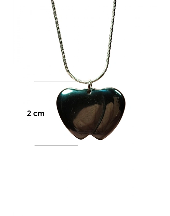 Hematit Doğal Taşı Zincirli El Yapımı Kolye Uç: 2 cm Zincir: 20 cm Kutulu