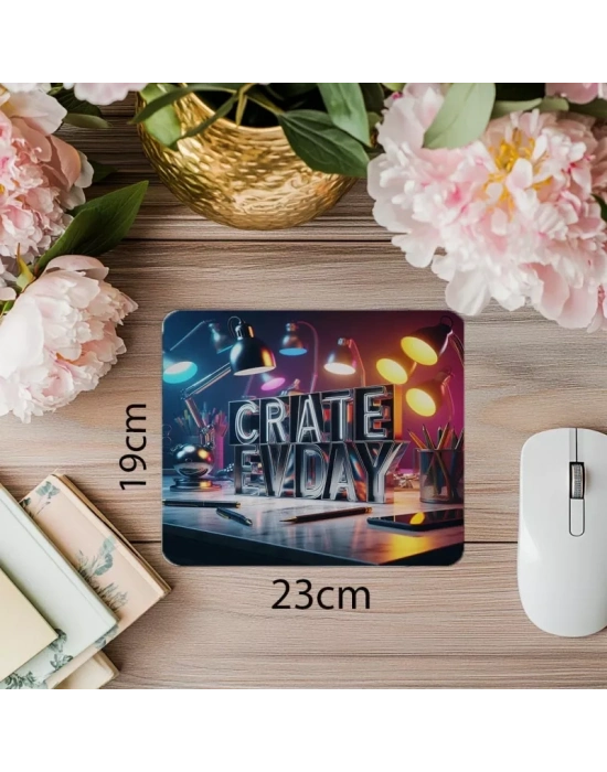 Her Gün Üret Temalı Parlak Tasarım Mouse Pad - 19x23 cm 2 mm Dikdörtgen İthal Baskılı Mouse Pad