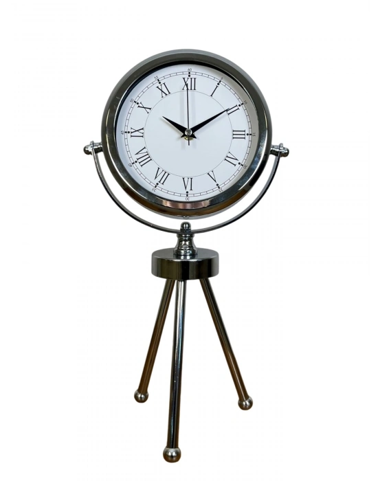 ®  Heritage Üç Ayaklı Krom Metal Masa Saati