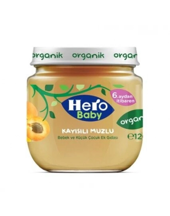 Hero Baby Organik Kayısı Muz Püresi Kavanoz Mama 120 Gr