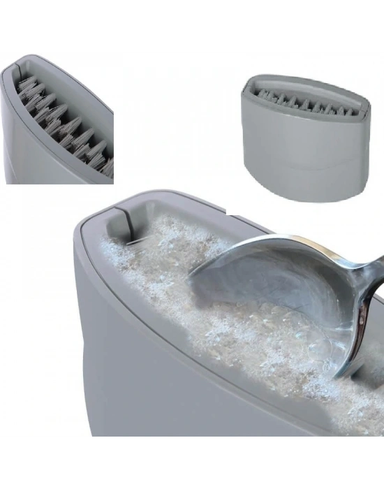 Hijyenik Çatal Kaşık Bıçak Yıkama Fırçası Vantuzlu - Çift Fırçalı