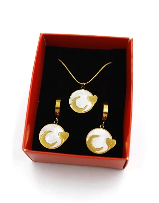 Hilal Kalp Set Kolye - Altın