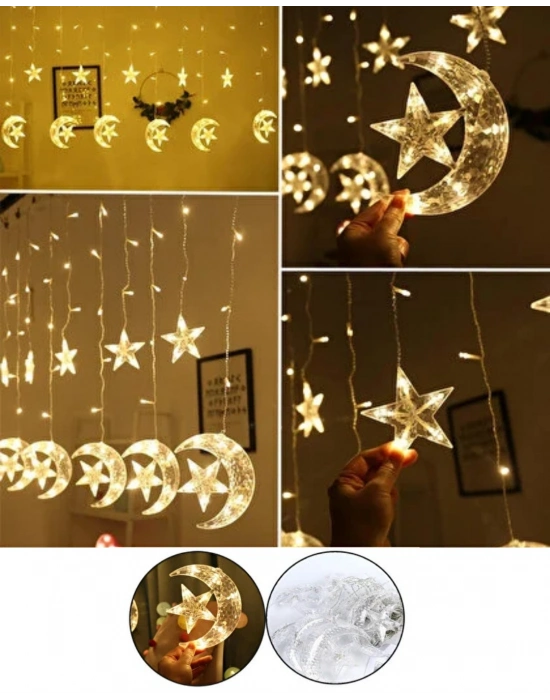 ® Hilal Yıldız LED Perde Işık Balkon Pencere ve Oda Dekorasyonu