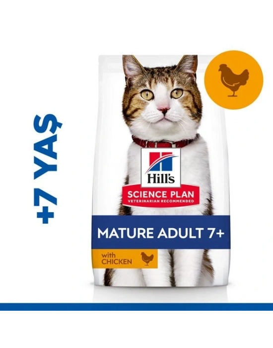 Hills Mature +7 Tavuklu Yaşlı Kedi Maması 1.5 Kg