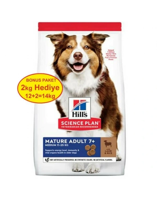 Hills Mature Adult 7+ Orta Irk Kuzu Etli Yaşlı Köpek Maması 12+2 Kg Hediyeli