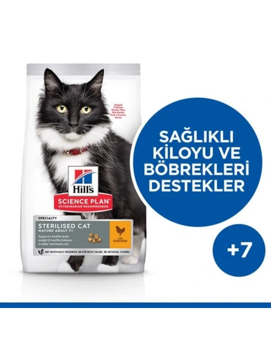 Hills Mature Sterilised Tavuklu Kısırlaştırılmış Yaşlı Kedi Maması 1.5 Kg