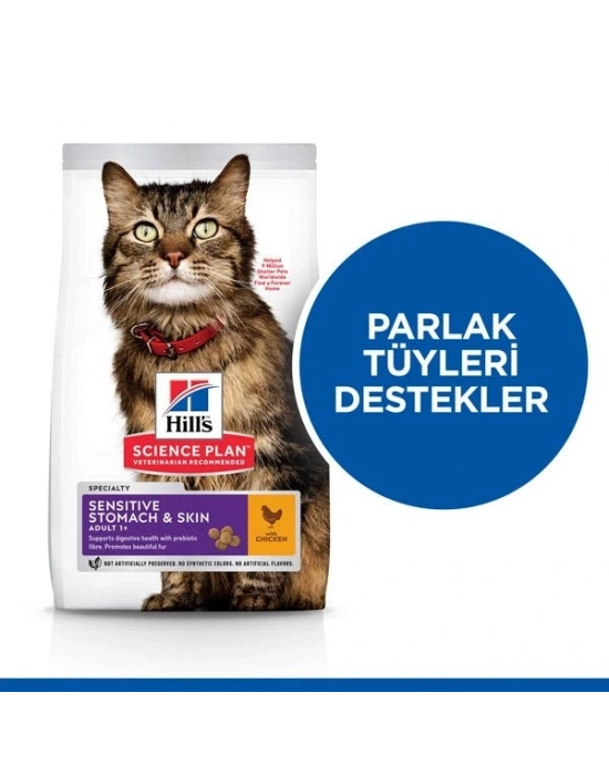 Hills Sensitive Skin Deri Tüy ve Sindirim Hassasiyeti için Yetişkin Kedi Maması 1.5 Kg