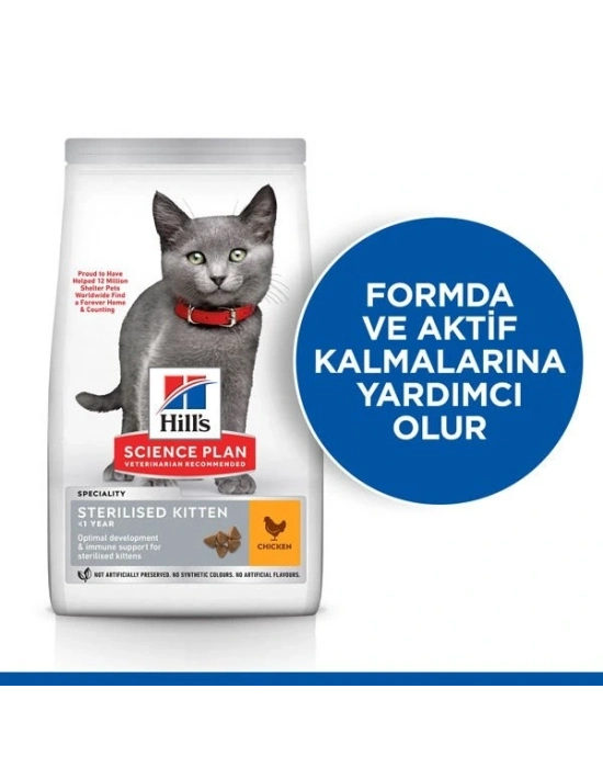 Hills Sterilised Kitten Tavuklu Kısırlaştırılmış Yavru Kedi Maması 3 Kg