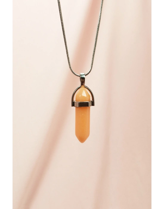 Himalaya Doğal Taşı Zincirli El Yapımı Tasarımlı Kolye Uç: 3,5 cm Zincir: 20 cm Kutulu