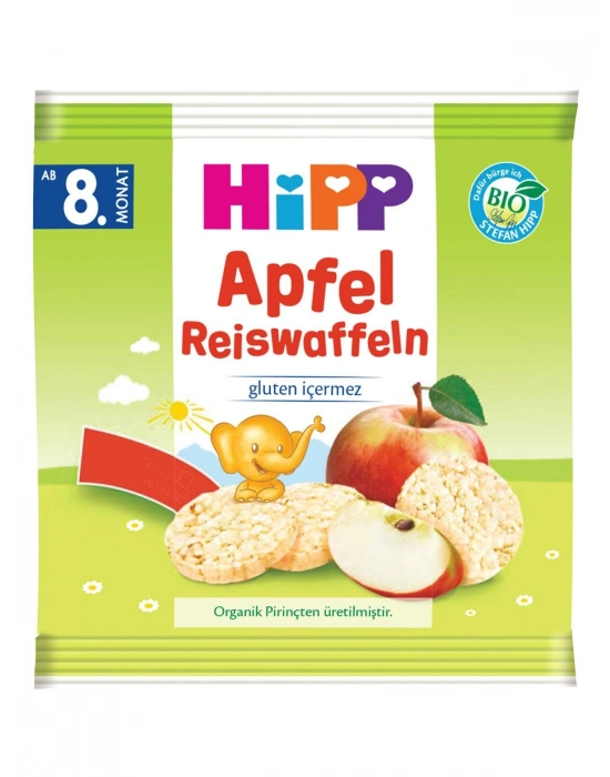 Hipp Organik Elmalı Pirinçli Bebek Gofreti 30 Gr
