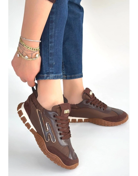 Huer Kahverengi Nubuk Bağcıklı Spor Ayakkabı