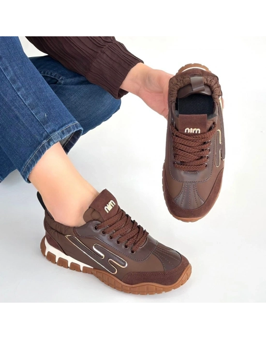 Huer Kahverengi Nubuk Bağcıklı Spor Ayakkabı