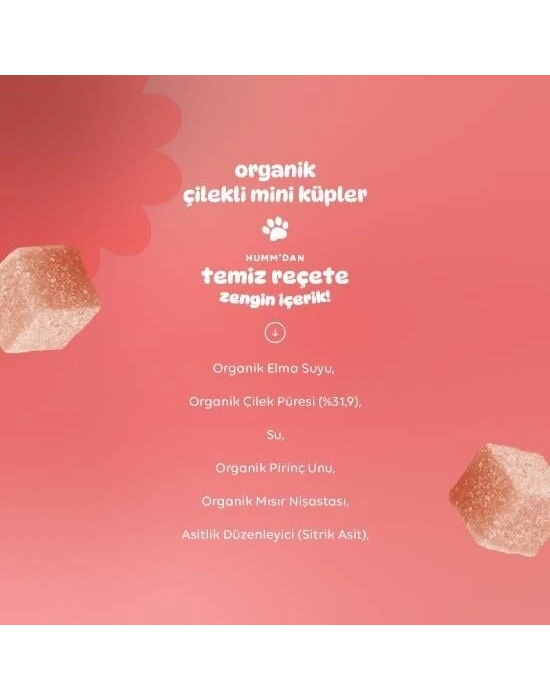 Humm Organik Çilekli Glutensiz Vegan Mini Küpler 30 Gr