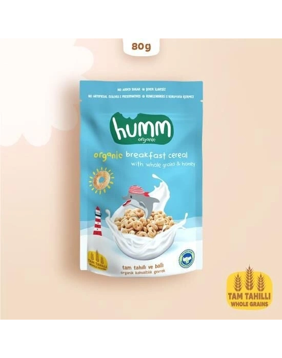 Humm Organik Tam Tahıllı ve Ballı Kahvaltılık Gevrek 80 Gr