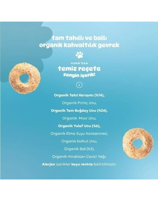 Humm Organik Tam Tahıllı ve Ballı Kahvaltılık Gevrek 80 Gr