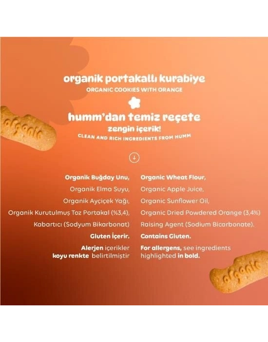 Humm Organik Vegan Portakallı Kurabiye 55 Gr