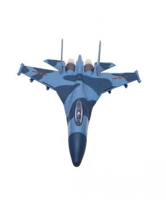 HW777-17 - Çek Bırak Metal Uçak Sesli Işıklı - Mavi