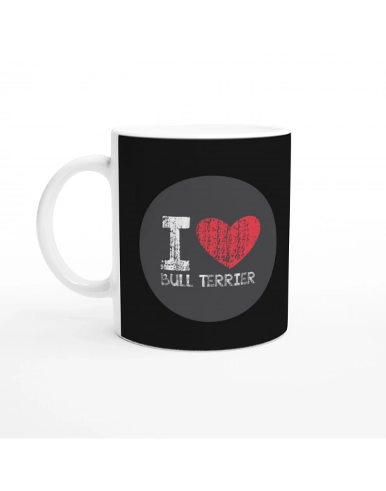 I Love Bull Terrier Temalı Baskılı Kupa Bardak-2