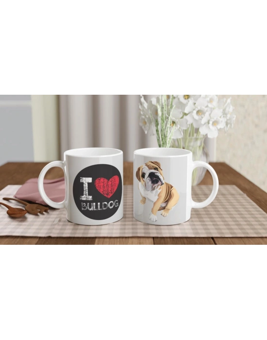 I Love Bulldog Temalı Baskılı Kupa Bardak