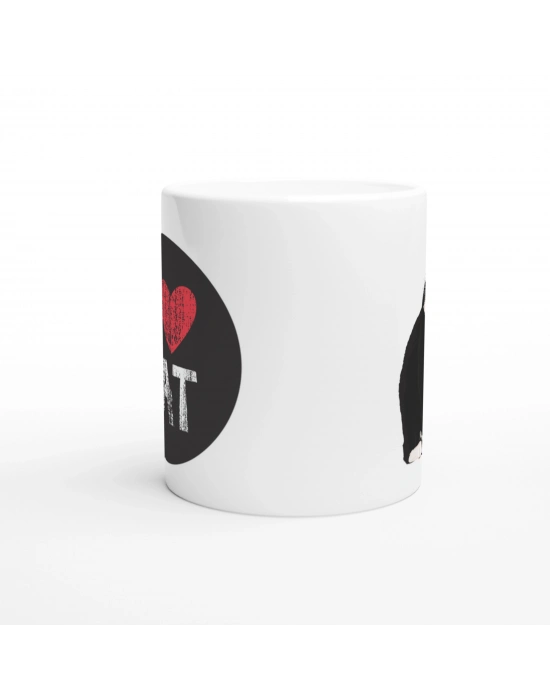 I Love Cat Yazılı Siyah-Beyaz Kedi Temalı Baskılı Kupa Bardak