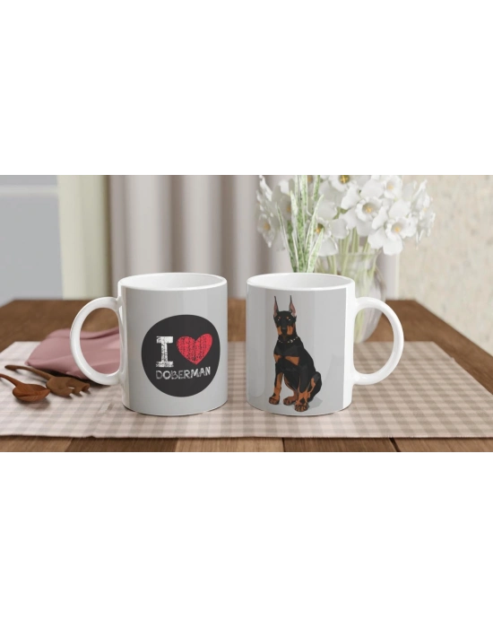 I Love Doberman Temalı Baskılı Kupa Bardak